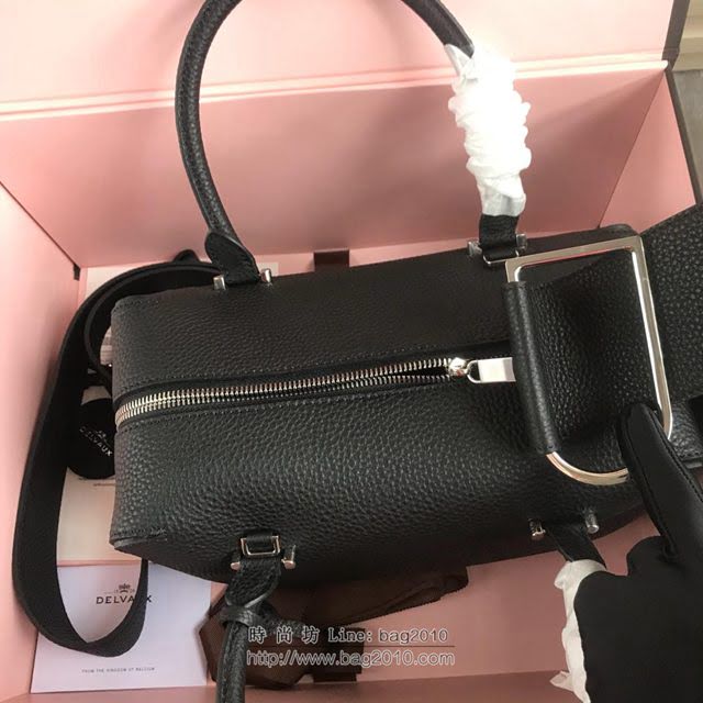 DELVAUX女包 Delvau單肩斜挎包 半手工Cool box 中號 德爾沃女手提包 手拎包 黑銀  fcs1180